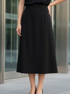 Nina Ricci Paris Vintage Wool Pencil Skirt Black Midi EU 46 Quiet Luxury